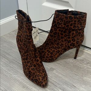 Express Animal Print Heeled Boots - Brown